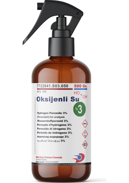 Oksijenli Su %3 Sprey Başlıklı - 0.50 kg (Hidrojen Peroksit)
