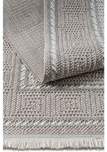 Olivia Bej Krem %100 Polyester Bukleli Dokuma Makine Halısı Oturma Odası Salon Mutfak Halısı 80 x 300 indirimleri