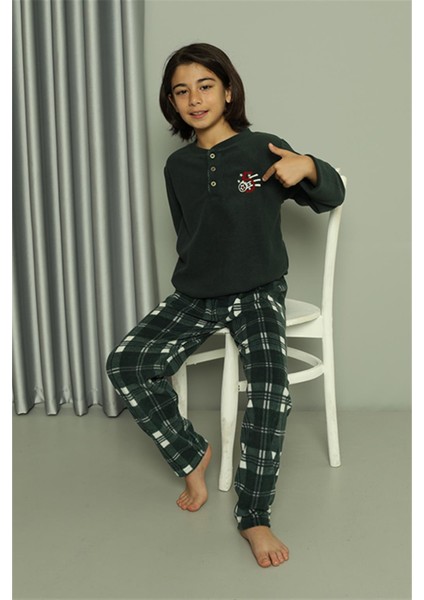 Erkek Çocuk Welsoft Polar Yeşil Pijama Takımı 20550
