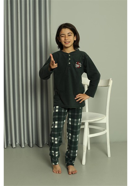 Erkek Çocuk Welsoft Polar Yeşil Pijama Takımı 20550