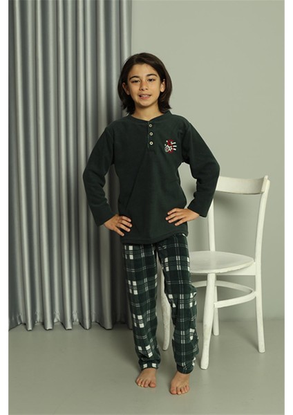 Erkek Çocuk Welsoft Polar Yeşil Pijama Takımı 20550