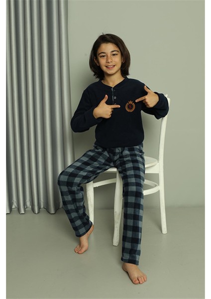 Erkek Çocuk Welsoft Polar Lacivert Pijama Takımı 20549