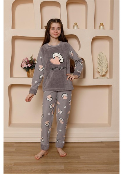 Kız Çocuk Welsoft Polar Gri Pijama Takımı 20523 modelleri