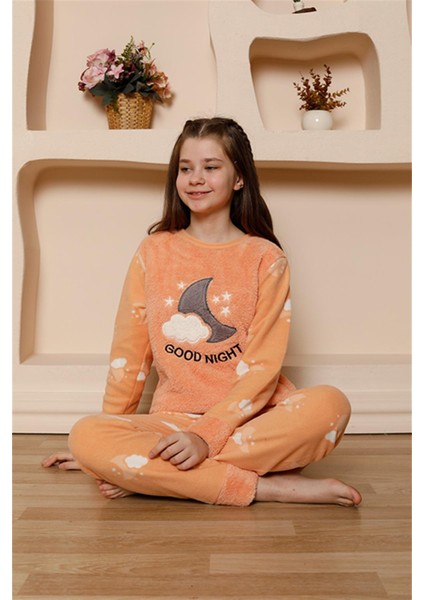 Kız Cocuk Welsoft Polar Turuncu Pijama Takımı 20526 modelleri