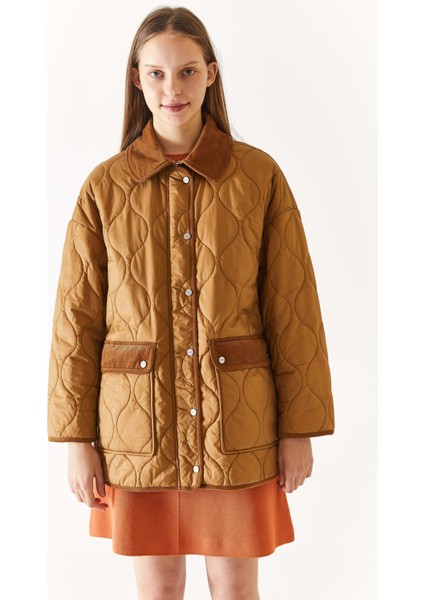 Oversize Kapitone Midi Kadın Kaban - Günlük Stil