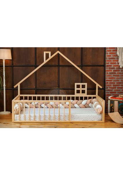 Woodandmontessori Montessori Doğal Ahşap Çatılı Çocuk Yer Yatağı fiyatları