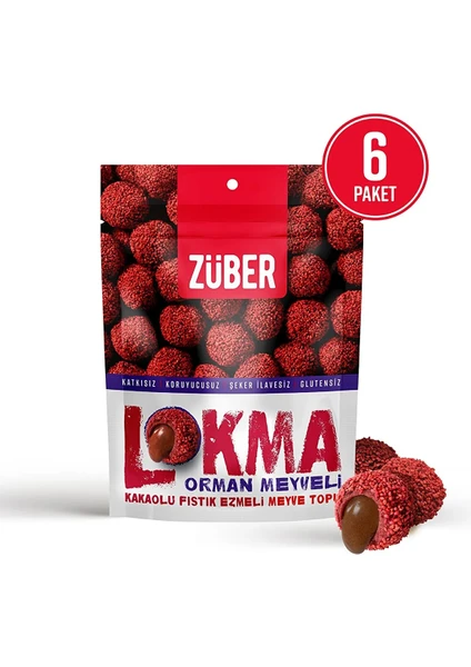 Lokma Orman Meyveli Kakaolu Fıstık Ezmeli Meyve Topu 96 gr x 6 Paket