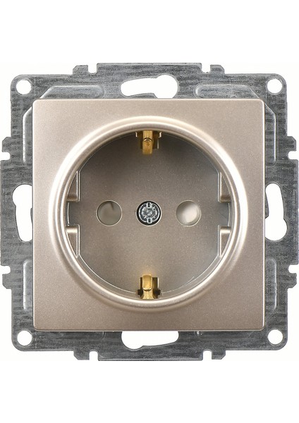 Visage Metalik Bej Çocuk Korumalı Topraklı Priz Mekanizma