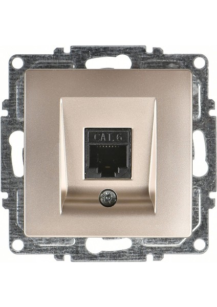 Visage Metalik Bej Tekli Data Prizi (RJ45 Cat6) Mekanizma