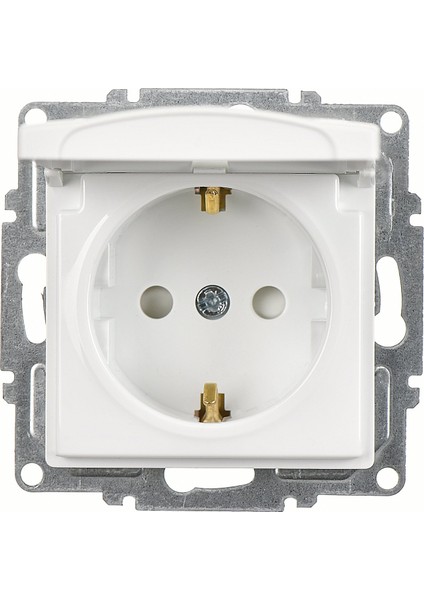 Visage Beyaz Çocuk Korumalı Kapaklı Topraklı Priz Mekanizma