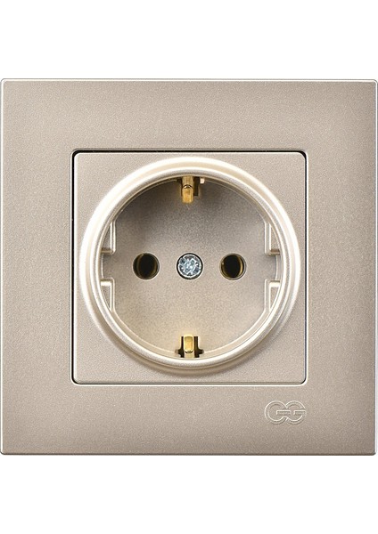 Eqona Metalik Bej Topraklı Priz