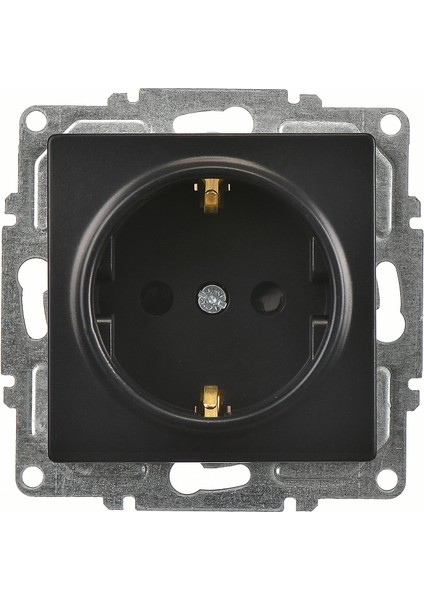 Visage Metalik Siyah Çocuk Korumalı Topraklı Priz Mekanizma