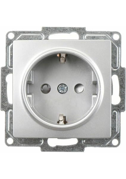 Visage Gümüş Çocuk Korumalı Topraklı Priz Mekanizma