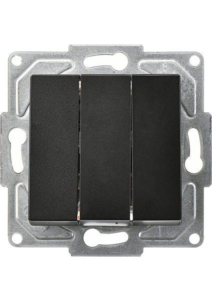 Eqona Metalik Siyah Üçlü Anahtar Mekanizma