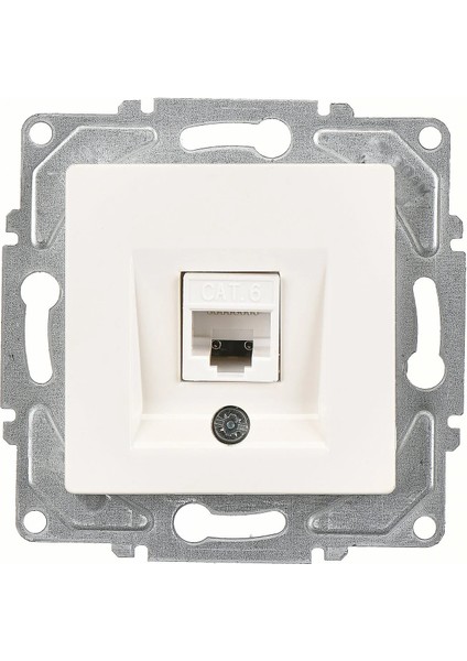 Eqona Beyaz Tekli Data Prizi (RJ45 Cat6) Mekanizma