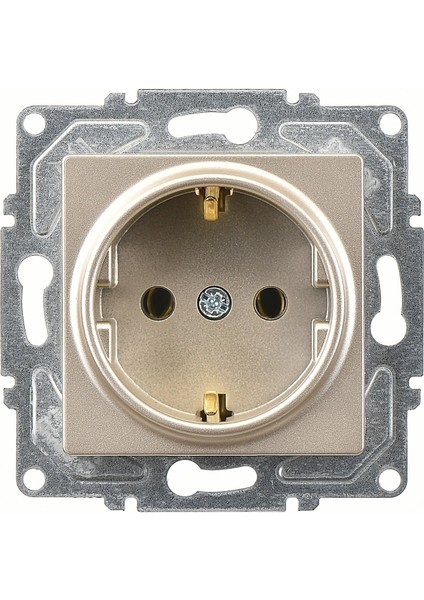 Eqona Metalik Bej Topraklı Priz Mekanizma