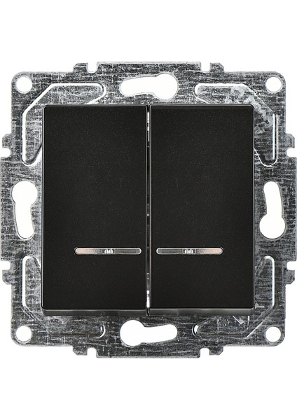 Eqona Metalik Siyah Işıklı Komütatör Mekanizma