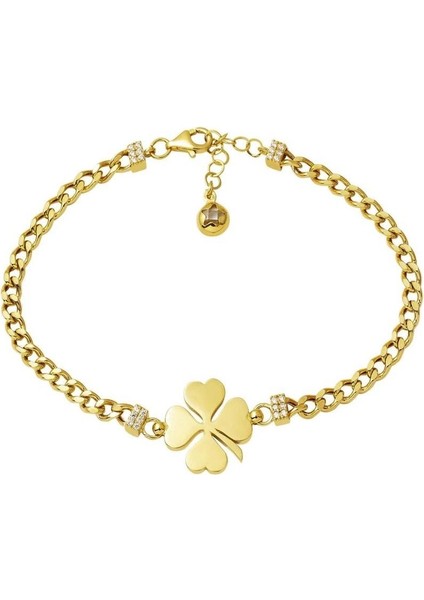 Yonca Taşlı Altın Bileklik