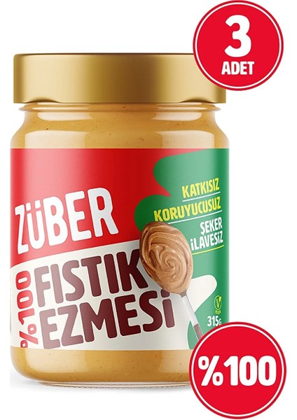 %100 Fıstık Ezmesi 315 gr x 3 Adet