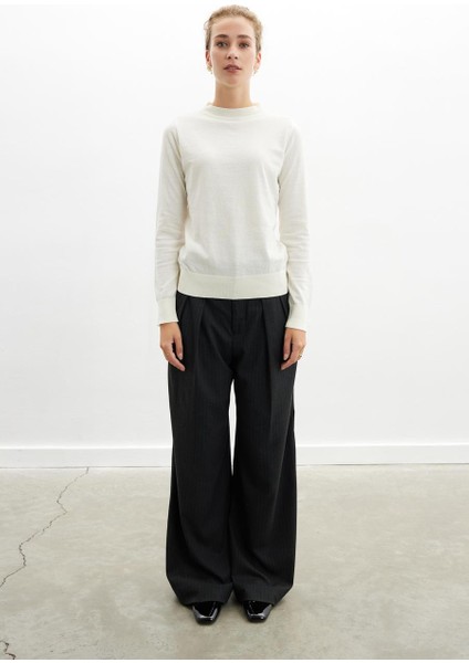 Styleboom X Peraluna CHELSEA PULLOVER Bisiklet Yaka Standart Kesim Kadın Triko Kazak - Ekru