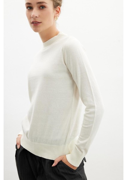 Styleboom X Peraluna CHELSEA PULLOVER Bisiklet Yaka Standart Kesim Kadın Triko Kazak - Ekru modelleri