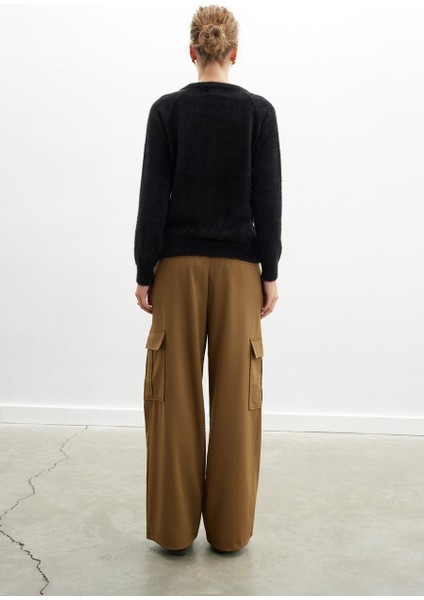 Hazel Pullover Bisiklet Yaka Rahat Kesimı Kadın Triko Kazak - Siyah indirimleri