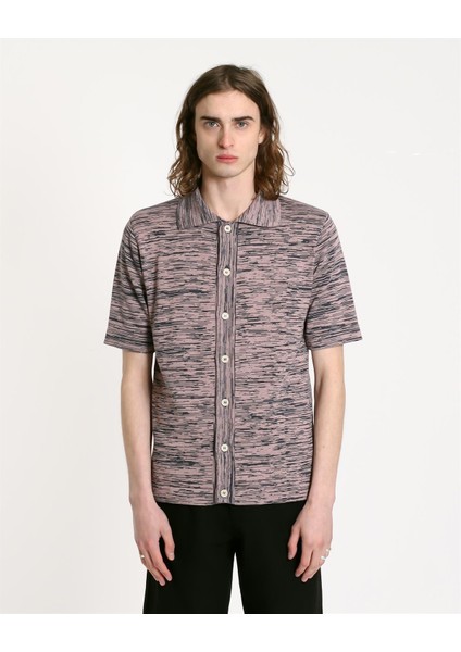 Far Afield Velzy Cardıgan-Twısted Yarn Bisiklet Yaka Kısa Kol Organik Pamuk Melanj Erkek Triko Hırka - Lacivert fiyatları