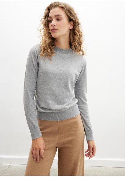 Styleboom x Peraluna Chelsea Pullover Bisiklet Yaka Standart Kesim Kadın Triko Kazak - Gri fiyatları