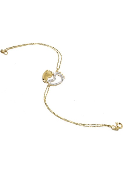 Swarovski Taşlı Ayak Izi Bileklik