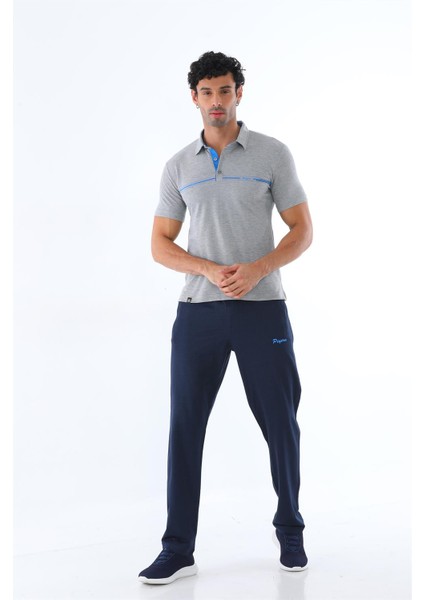 Erkek Kombin Grimelanj Kısa Kol Süprem Polo Yaka T-Shirt, Slim Fit Dar Kesim Eşofman Alt-Üst Takım - 122