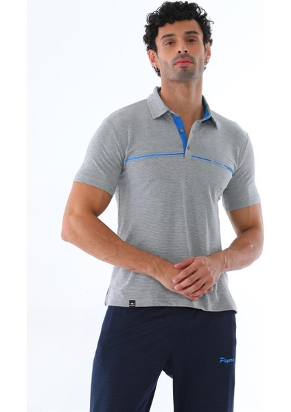 Erkek Kombin Grimelanj Kısa Kol Süprem Polo Yaka T-Shirt, Slim Fit Dar Kesim Eşofman Alt-Üst Takım - 122