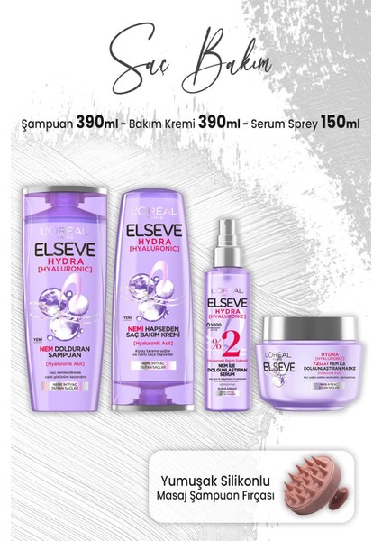 Hydra Hyaluronik Saç Bakım Seti ve Masaj Şampuan Fırçası Pembe