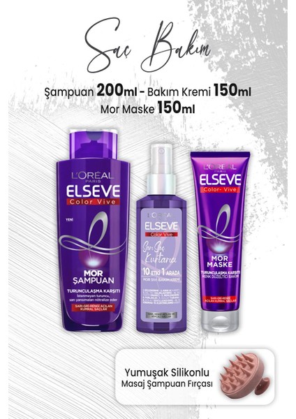 Color Vive Mor Şampuan 200 Ml, Maske 150 Ml, Sıvı Bakım Kremi 150 ml ve Masaj Şampuan Fırçası Pembe