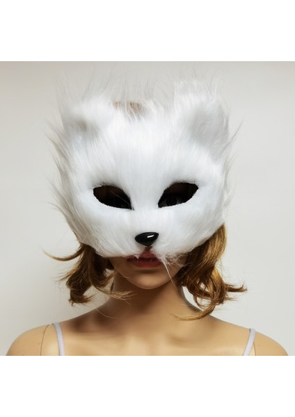 Tüylü Tilki Maske - Beyaz (Yurt Dışından) fiyatları
