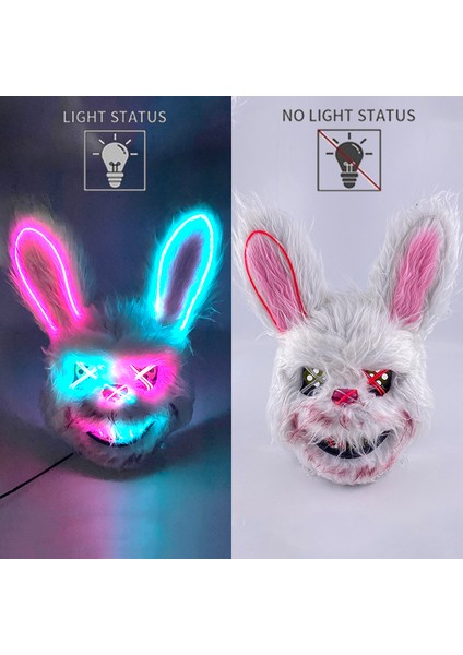 LED Parlayan Maske Cosplay - Beyaz (Yurt Dışından)