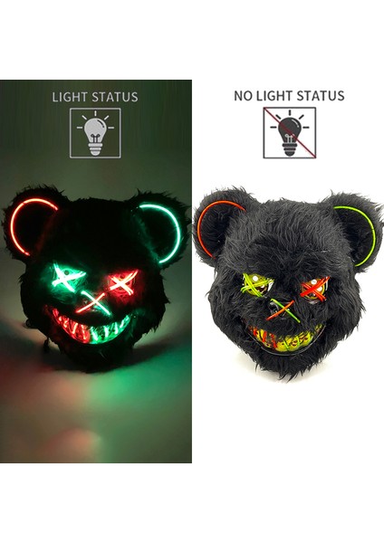 LED Parlayan Maske Cosplay - Siyah (Yurt Dışından)
