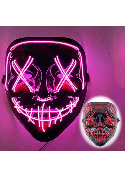 Neon LED Cosplay Maske - Pembe (Yurt Dışından)