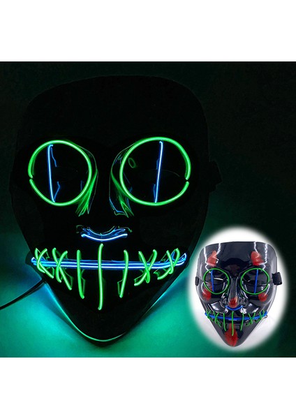 Neon LED Cosplay Maske - Yeşil (Yurt Dışından)