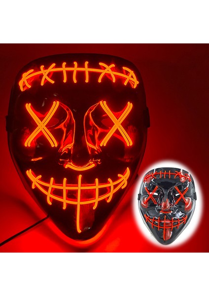 Neon LED Cosplay Maske - Kırmızı (Yurt Dışından)