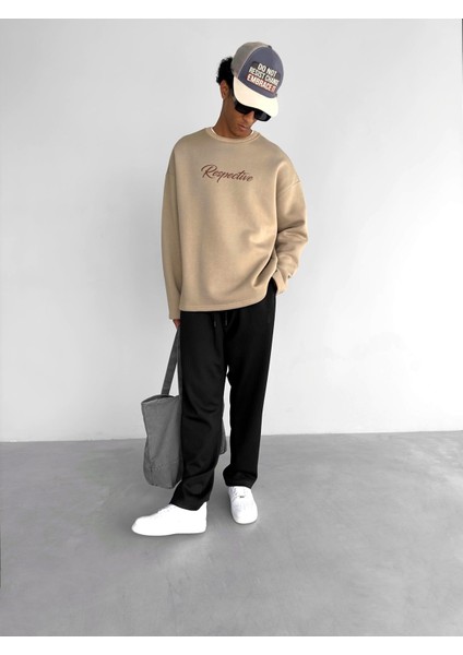 Oversize Respective Sweatshirt Kahverengi