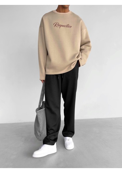 Oversize Respective Sweatshirt Kahverengi