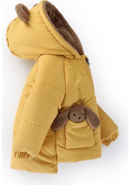 Özel Tasarım Trend Sevimli Baby Oyuncak Tavşan Içi Kürklü Soft Kumaş Cepli Kapüşonlu Kışlık Mont modelleri