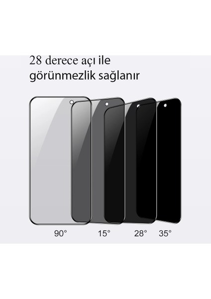 Apple iPhone 13 Pro Max Ekran Koruyucu Privacy Hayalet Tam Kaplayan Temperli Cam
