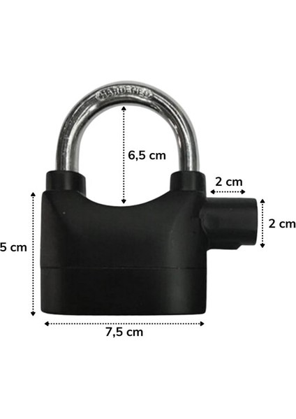 Desibel Siyah Alarmlı Çok Fonksiyonlu Ekstra Güvenlikli Kare Asma Dolap Kilidi