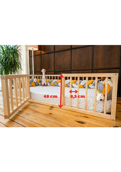 Woodandmontessori Montessori Doğal Ahşap Kapılı Çocuk Yatağı fırsatları