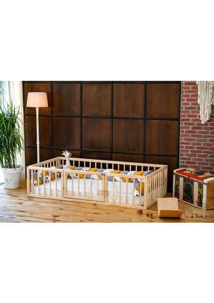 Woodandmontessori Montessori Doğal Ahşap Kapılı Çocuk Yatağı indirimleri