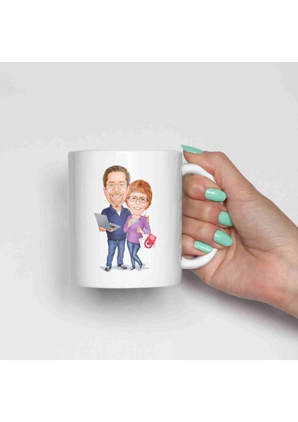 Çiftlere Özel Karikatürlü Kupa Bardak
