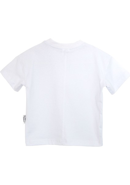 Oversize Pamuklu Unisex Bisiklet Yaka Düz Beyaz Basic Çocuk Tişört