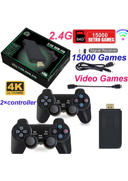 2.4g Kablosuz Çift Kol Retro Oyunlar 4K Game Stick