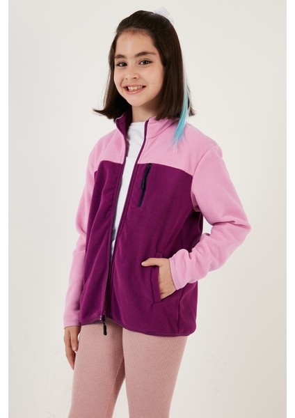 Yumuşak Dokulu Fermuarlı Renk Bloklu Dik Yaka Cepli Hırka Polar Unisex Çocuk POLAR 5905001 fırsatları